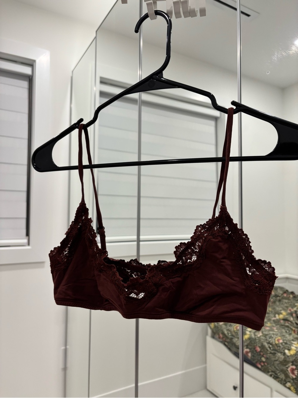 SKIMS Lace Trim Bralette in Oxblood - Women's Intimates